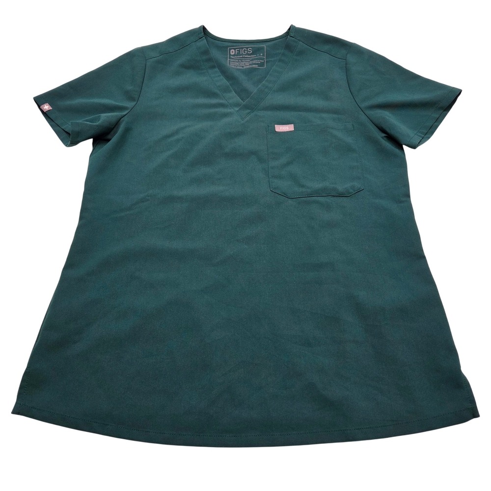 FIGS Catarina One-Pocket Scrub Top V-Neck Women Small Dark Green FW1000